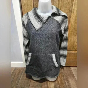 Maurices Gray Asymmetric Zip Turtleneck Pullover Oversize Fit Sweater Size M